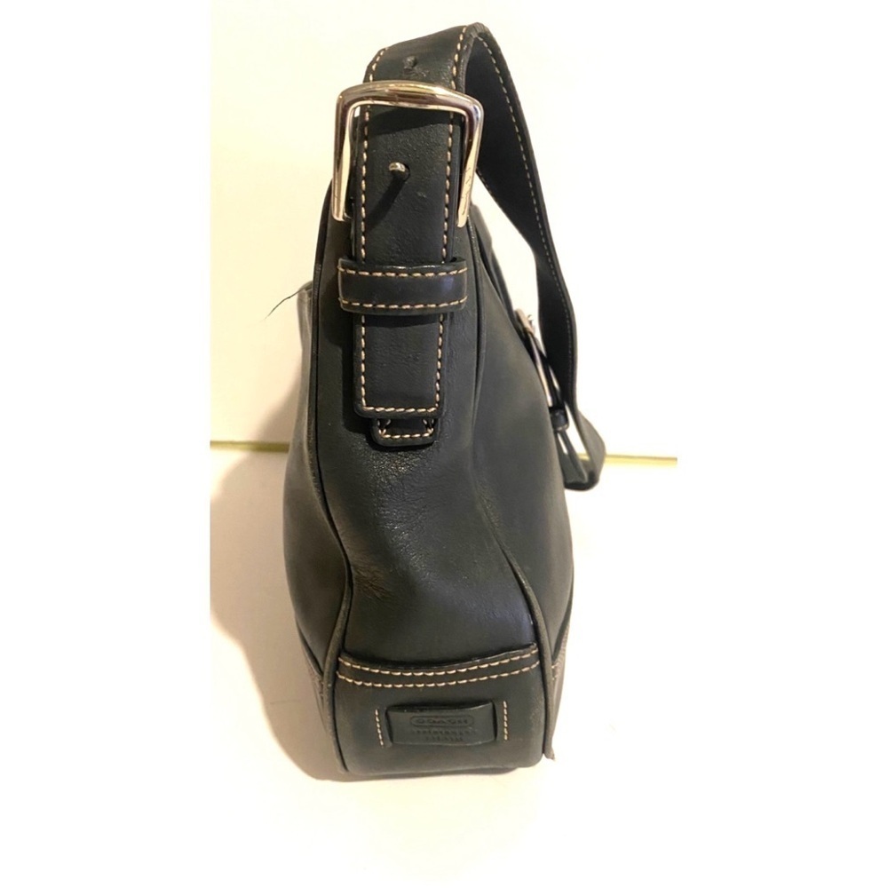Coach vintage navy blue leather shoulder handbag - Picture 3 of 10